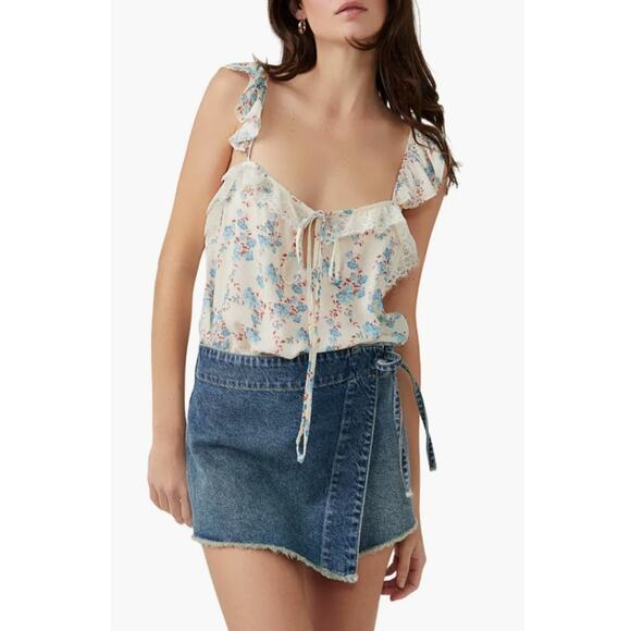 Free People Tops - NWT Free People Take It Away Floral Ruffle Bodysuit Size Small